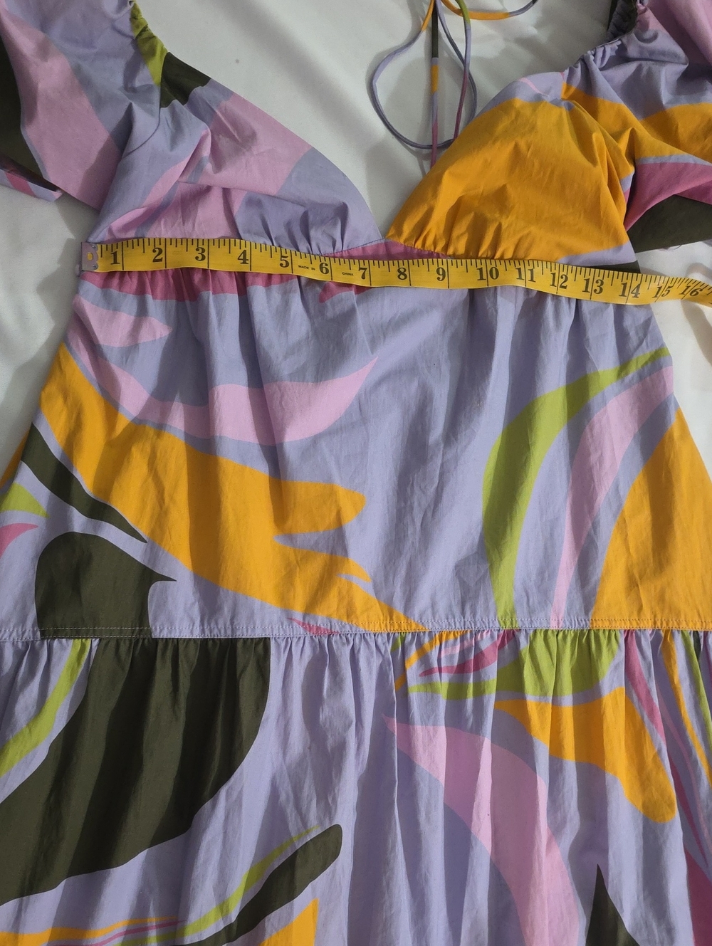 La Ligne Multicolor Tiered Flutter Maxi Dress in Yellow, Lilac & Olive - Picture 9 of 10